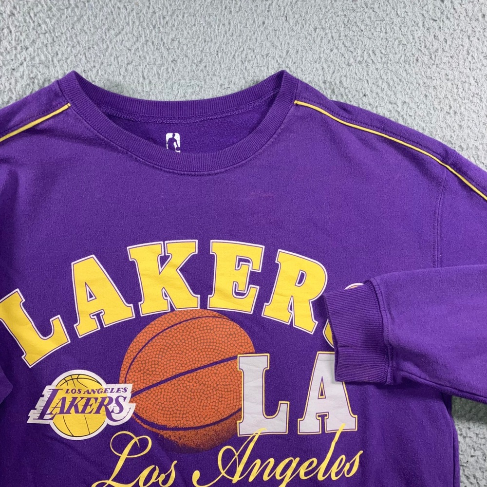 Los Angeles Lakers Crewneck Sweatshirt L Purple NBA Basketball Graphic Pullover